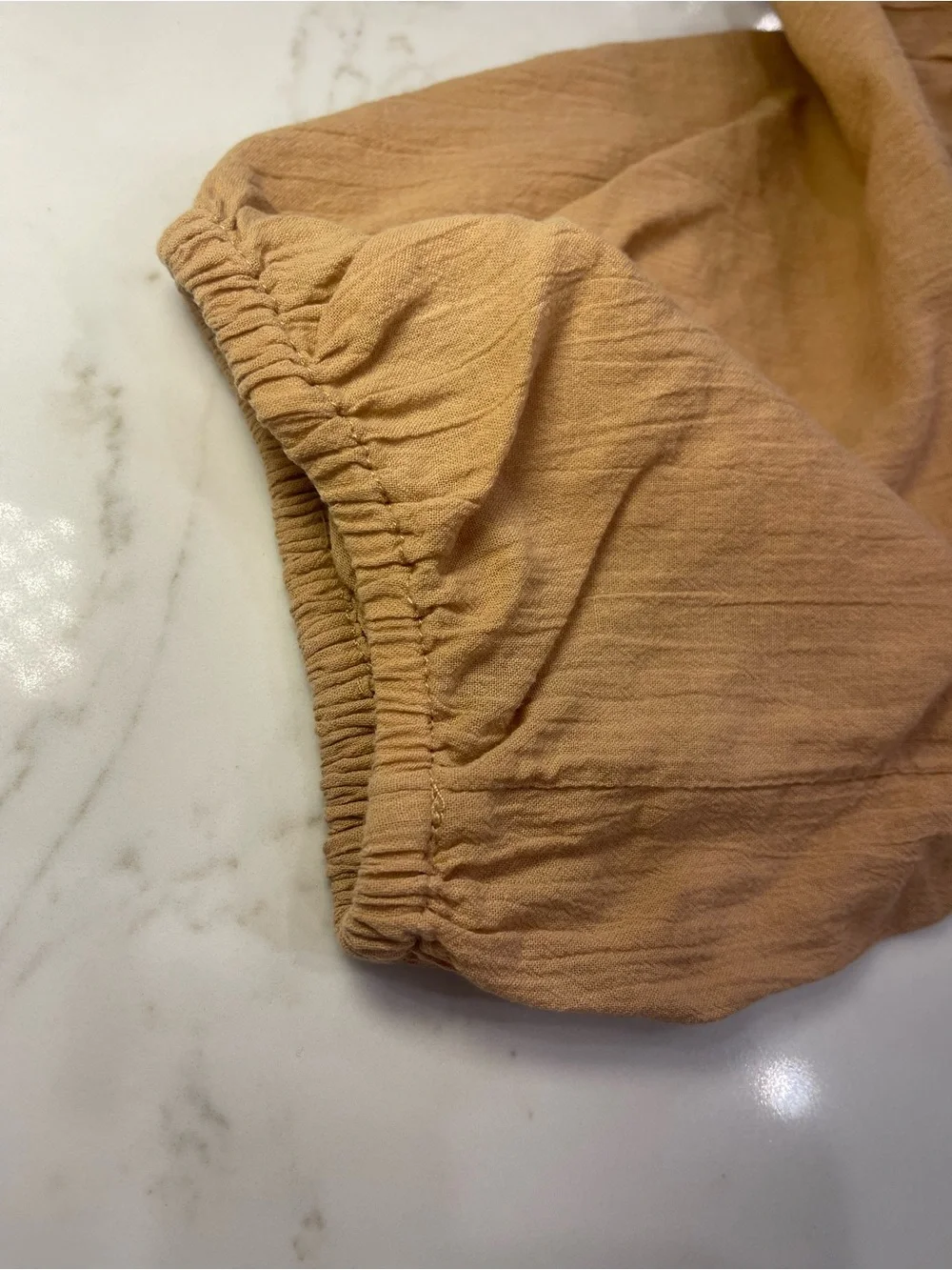 Old Navy Women’s Puff Sleeve Tie-Back Blouse in Tan